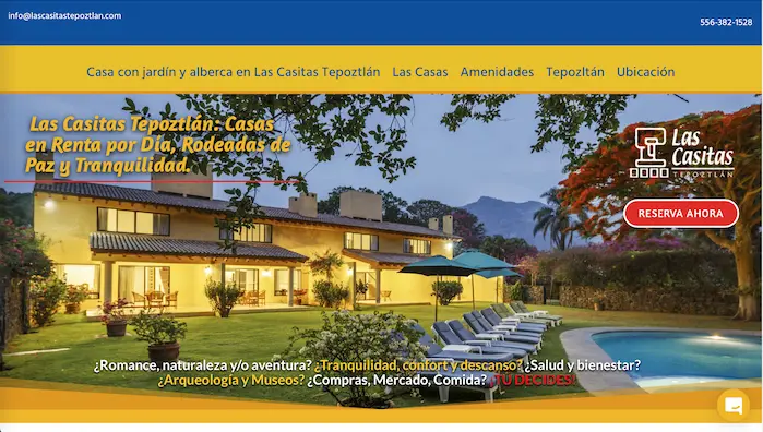 LasCasitasTepoztlan.com website preview