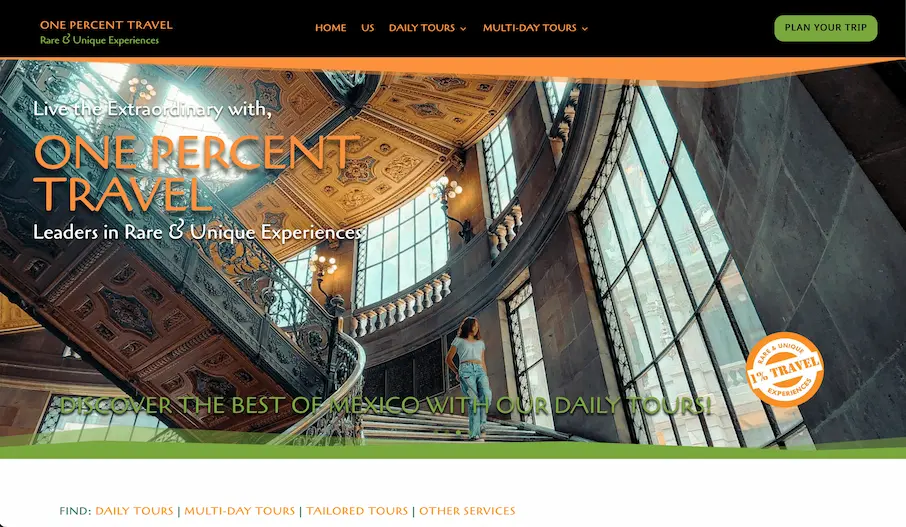 OnePercentTravel.com website preview